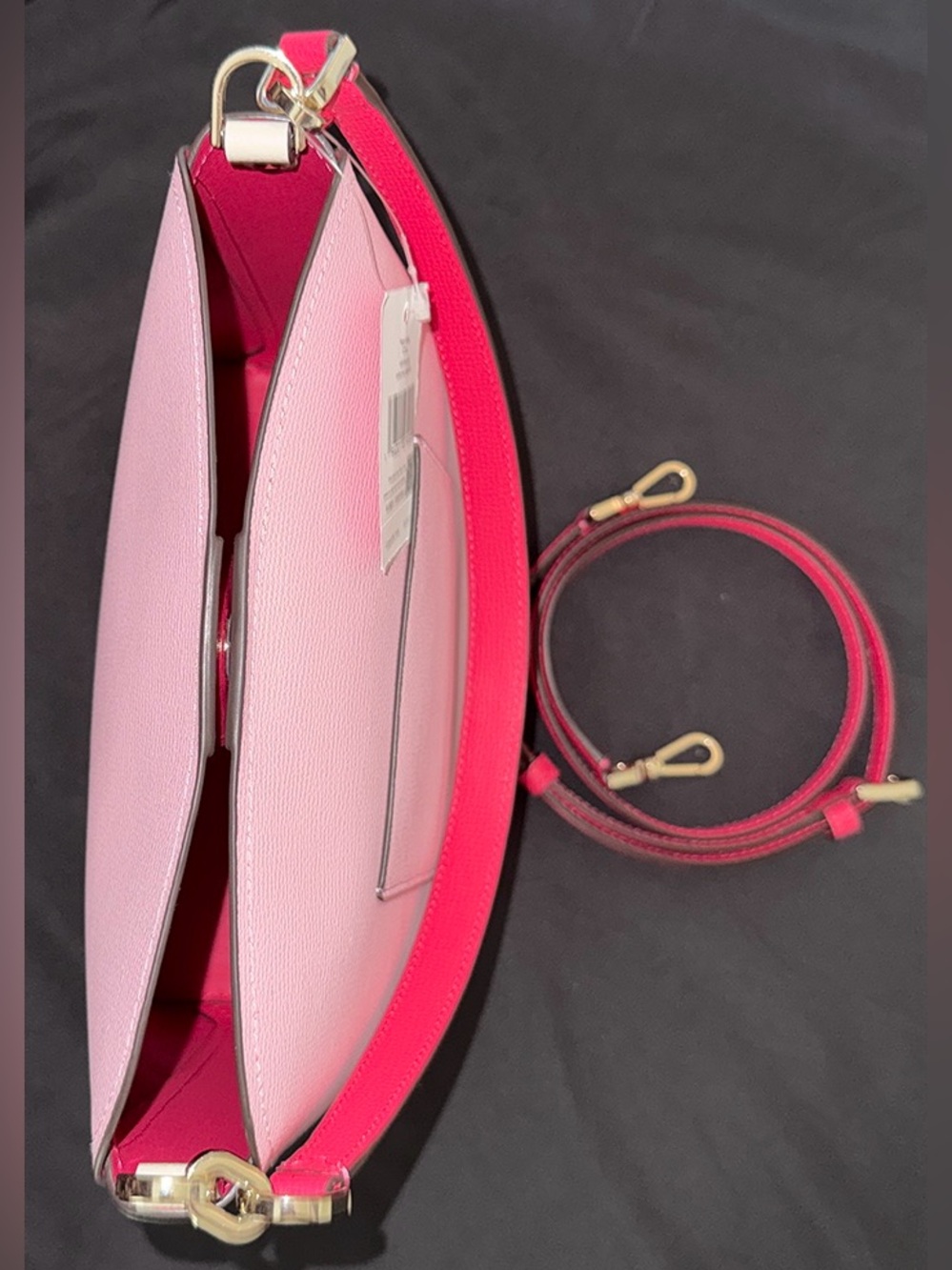 Kate Spade Darcy Grain Leather Large Bucket Bag, Palm Pink - Picture 7 of 13